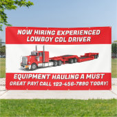 Pas nu aan Vacature Lowboy-apparatuur CDL-chauffeu Spandoek (Buitenkant)
