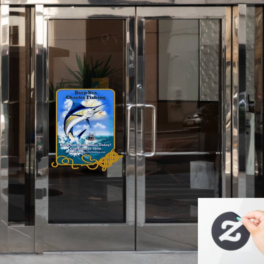 Pas Ocean Sports Vis Charter Boot Bedrijf Aan Raamsticker (Kantoordeur)