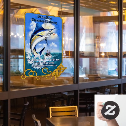 Pas Ocean Sports Vis Charter Boot Bedrijf Aan Raamsticker (Restaurant Raam)
