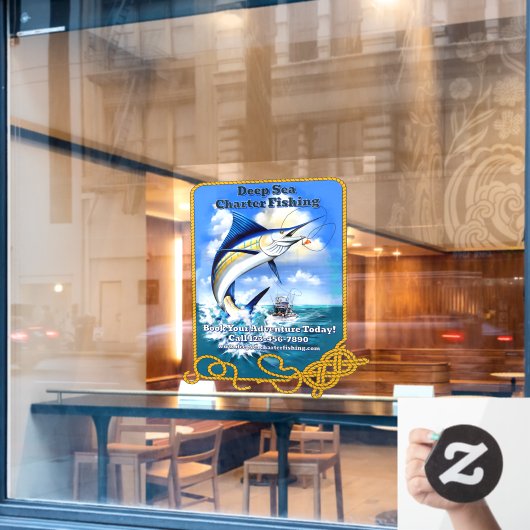Pas Ocean Sports Vis Charter Boot Bedrijf Aan Raamsticker (Cafe Raam)