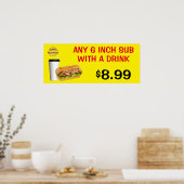 Pas om het even welke 6 Inch sub met een Drink aan Poster (Keuken)