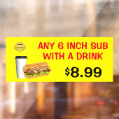 Pas om het even welke 6 Inch sub met een Drink aan Raamsticker (Vel 2)