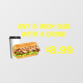 Pas om het even welke 6 Inch sub met een Drink aan Raamsticker (Vel)
