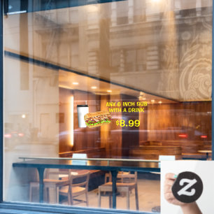 Pas om het even welke 6 Inch sub met een Drink aan Raamsticker