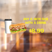 Pas om het even welke 6 Inch sub met een Drink aan Raamsticker (Vel 2)