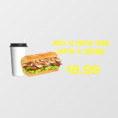 Pas om het even welke 6 Inch sub met een Drink aan Raamsticker (Vel)