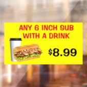 Pas om het even welke 6 Inch sub met een Drink aan Raamsticker (Vel 2)