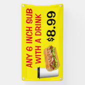 Pas om het even welke 6 Inch sub met een Drink aan Spandoek (Verticaal)