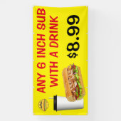 Pas om het even welke 6 Inch sub met een Drink aan Spandoek (Verticaal)