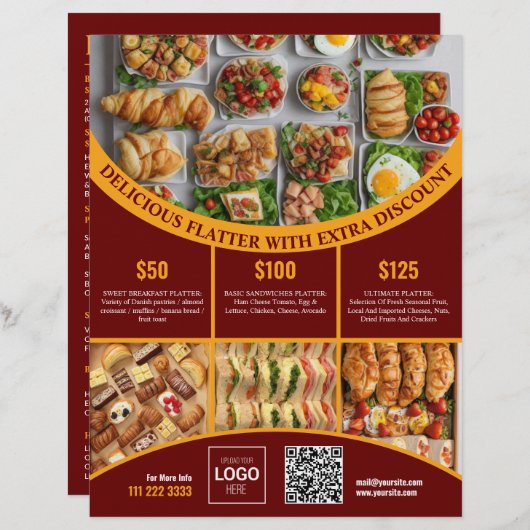 Pas online deze Elegant Food Menu & Prijs aan (Voorkant / Achterkant)