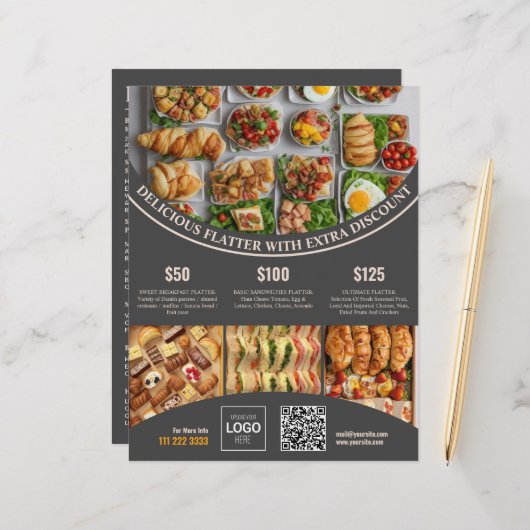 Pas online deze Elegant Food Menu & Prijs aan (Voorkant / Achterkant in situ)