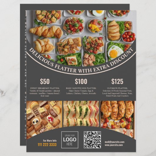 Pas online deze Elegant Food Menu & Prijs aan (Voorkant / Achterkant)