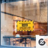 Pas ons aan herbouwen onder aanbouw raamsticker (Cafe Raam)