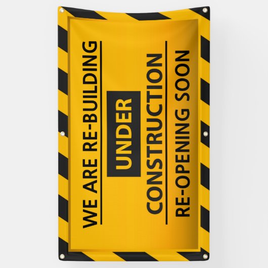 Pas ons aan herbouwen onder aanbouw spandoek (Verticaal)