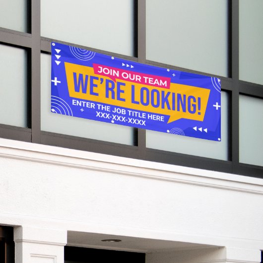 Pas ons team aan, we kijken uit spandoek (Buitenkant Gebouw)