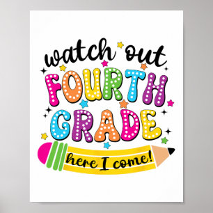 Pas op 4e leerjaar ik kom eraan eerste dag terug n poster