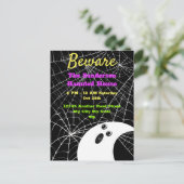 Pas op Black Spider Weds Ghost Halloween Party Feestdagenkaart (Staand voorkant)