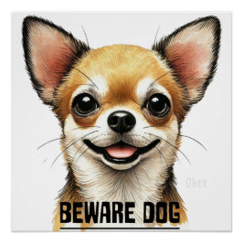 Pas op Chihuahua Gelukkig Hond Perfect Poster