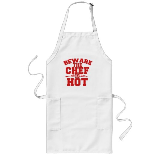 Pas op, de Chef is HOT - lang Apron Schort (Voorkant)