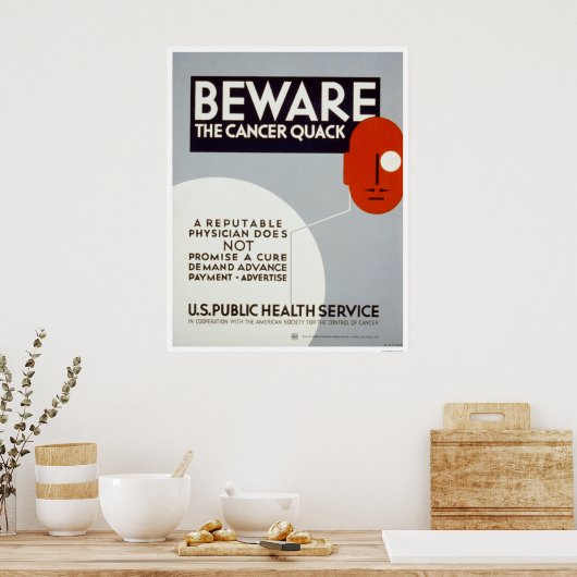 Pas op de Kanker Quack 1938 WPA Poster (Keuken)