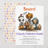 "Pas op! Een griezelige viering wacht!" Halloween Kaart (Voorkant / Achterkant)