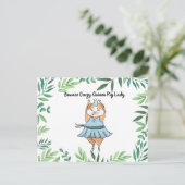Pas op Gekke Cavia Dame cavia Briefkaart (Staand voorkant)
