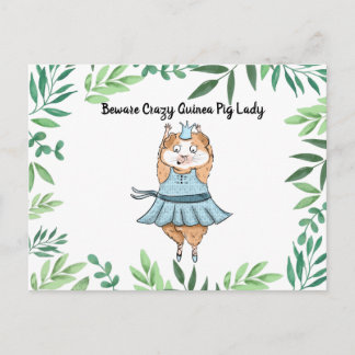 Pas op Gekke Cavia Dame  cavia Briefkaart