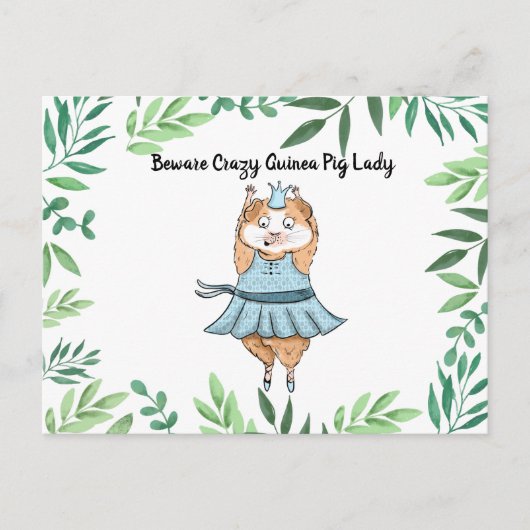 Pas op Gekke Cavia Dame cavia Briefkaart (Voorkant)