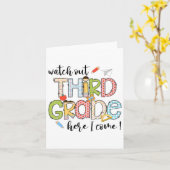 Pas op, groep 3, ik kom eraan, eerste dag terug na kaart (Gele Bloem)