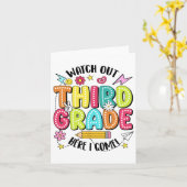 Pas op, groep 3, ik kom eraan, eerste dag terug na kaart (Gele Bloem)