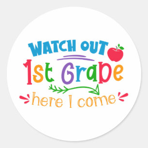 Pas op, groep 3 komt eraan ronde sticker