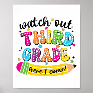 Pas op, groep 5 hier kom ik Eerste dag terug naar Poster