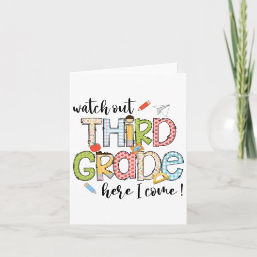 Pas op, groep 5, ik kom eraan, eerste dag terug na kaart (Voorkant)