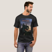 Pas op. Groot zwart hond T-shirt (Voorkant volledig)