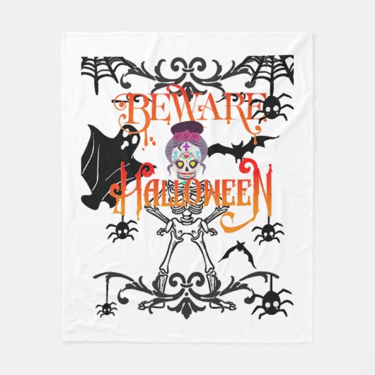 Pas op Halloween Fleece Deken (Voorkant)