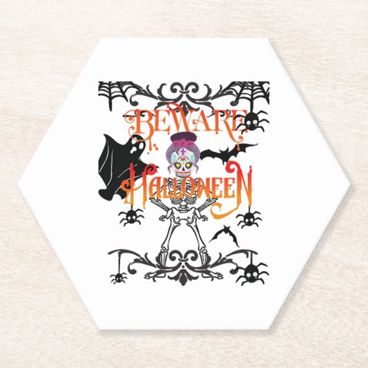 Pas op Halloween Kartonnen Onderzetters (Voorkant)