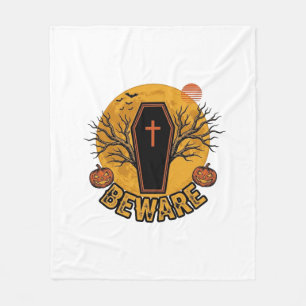 Pas op Halloween Kist Pompoen Vintage T-shirt Desi Fleece Deken