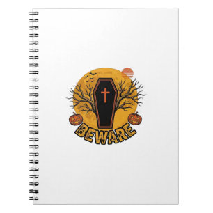 Pas op Halloween Kist Pompoen Vintage T-shirt Desi Notitieboek