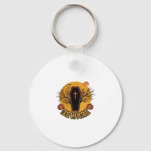 Pas op Halloween Kist Pompoen Vintage T-shirt Desi Sleutelhanger