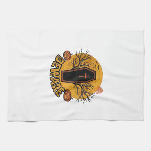 Pas op Halloween Kist Pompoen Vintage T-shirt Desi Theedoek