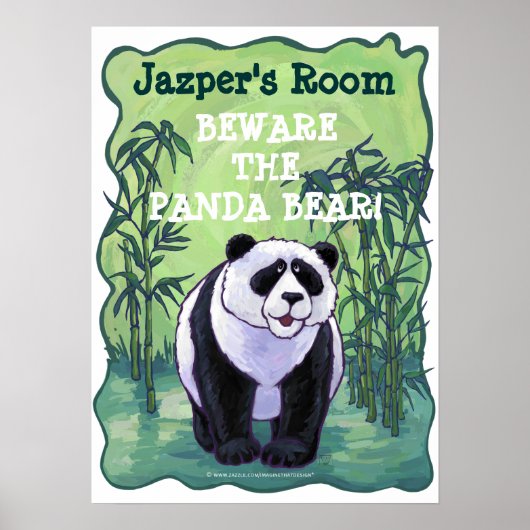 Pas op het Beer Panda Gepersonaliseerd Zaal Poster (Voorkant)
