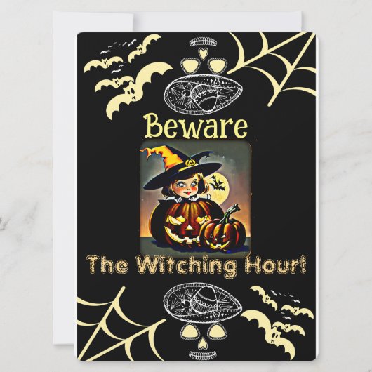  Pas op het heksenuur Freaky Halloween Feestdagenkaart (Voorkant)