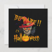 Pas op het is Halloween Creepy & Scary Party Bash Kaart (Voorkant)