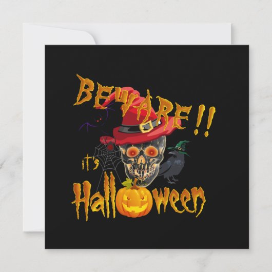 Pas op het is Halloween Creepy & Scary Party Bash Kaart (Voorkant)