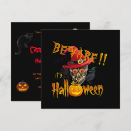 Pas op het is Halloween Griezelen En Eng Feestje Kaart