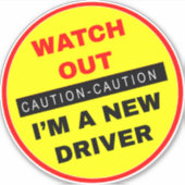 Pas op, ik ben een nieuwe chauffeur - Let op Sticker (Voorkant)