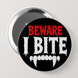 Pas op, ik bijt Grappige Vampier Halloween Ronde Button 4,0 Cm