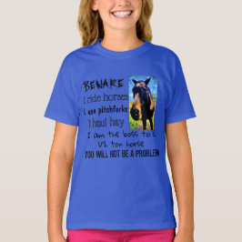 PAS OP - IK RIJD PAARDEN - GIRL Blue T-shirt