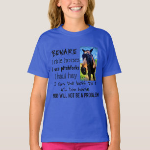 PAS OP - IK RIJD PAARDEN - GIRL Blue T-shirt