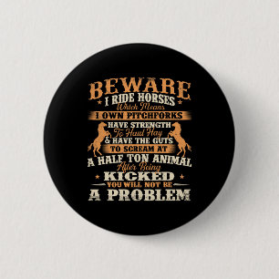 Pas op Ik Rijd Paarden - Paardenliefhebber Paarden Ronde Button 5,7 Cm